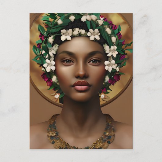 Mooie Afro-Amerikaanse koningin Briefkaart (Voorkant)