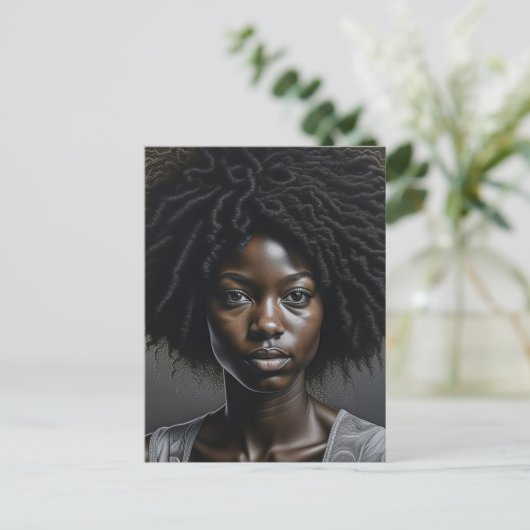 Mooie Afro-Amerikaanse vrouw AI Art Blank Briefkaart (Staand voorkant)
