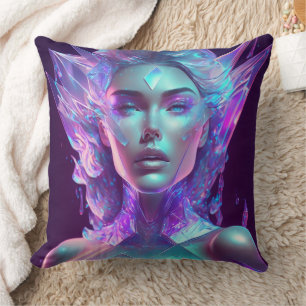 Mooie AI-kunst Prachtige Icy Glas-achtige Vrouw Kussen