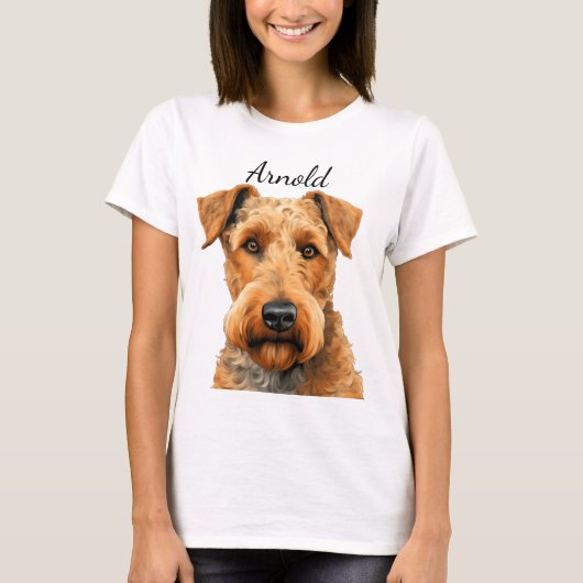 MOOIE AIRDALE TERRIER HONDENGEZICHT T-SHIRT (Voorkant)