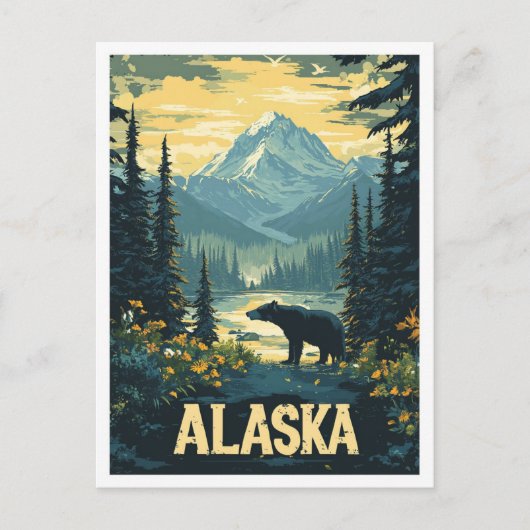 Mooie Alaska Beer Illustratie Reizen Briefkaart (Voorkant)