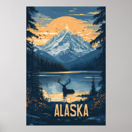 Mooie Alaska USA  Illustratie Reizen Poster