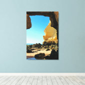 Mooie Algarve Beach met grot Canvas Afdruk (Insitu (Houten vloer))