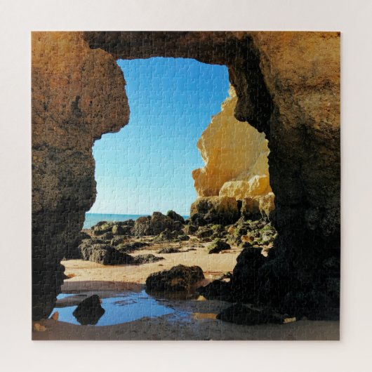 Mooie Algarve Beach met grot Legpuzzel (Verticaal)