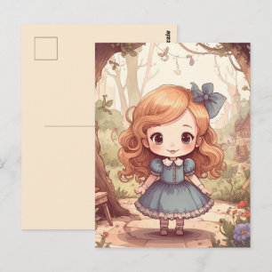 Mooie Alice Avonturen Wonderland Bos Kunst Briefkaart