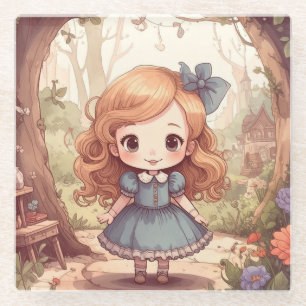Mooie Alice Avonturen Wonderland Bos Kunst Glazen Onderzetter