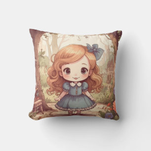 Mooie Alice Avonturen Wonderland Bos Kunst Kussen