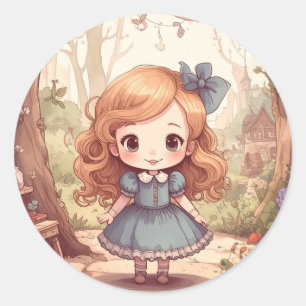 Mooie Alice Avonturen Wonderland Bos Kunst Ronde Sticker