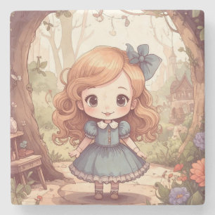 Mooie Alice Avonturen Wonderland Bos Kunst Stenen Onderzetter
