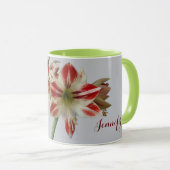 Mooie Amaryllis-bloemen en custom+name Mok (Voorkant rechts)