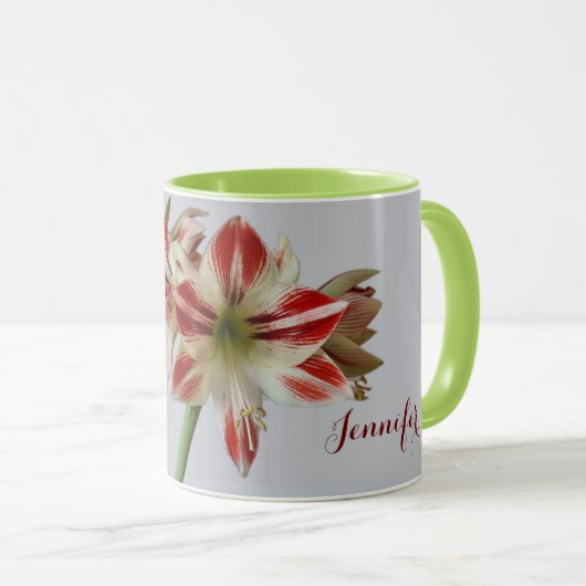 Mooie Amaryllis-bloemen en custom+name Mok (Voorkant rechts)