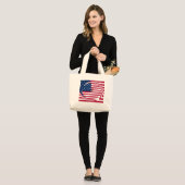 Mooie Amerikaanse vlag God zegene ons huis Grote Tote Bag (Voorkant (model))