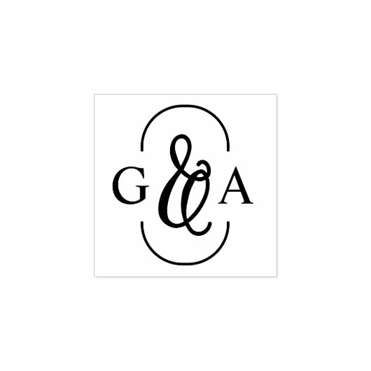 Mooie Ampersand 2 Initiaal Monogram Rubberstempel (Afrduk)