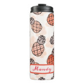 Mooie ananas Oranje gekleurde tekst plaatsing Thermosbeker (Voorkant)