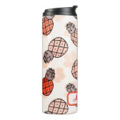 Mooie ananas Oranje gekleurde tekst plaatsing Thermosbeker (Gedraaid links)