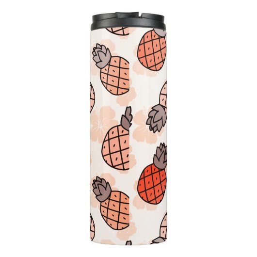 Mooie ananas Oranje gekleurde tekst plaatsing Thermosbeker (Achterkant)