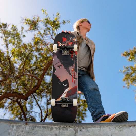 Mooie Anime Geisha Skateboard (Buiten 1)