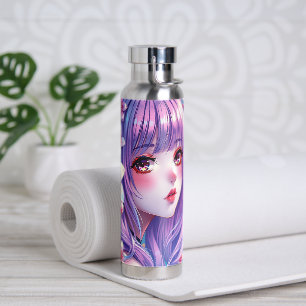Mooie anime meisje met Paarse haren Waterfles