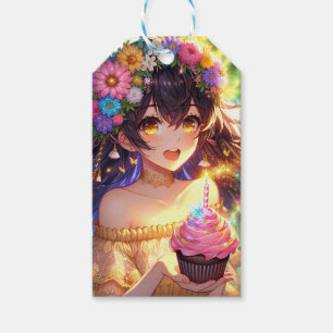 Mooie Anime Meisje Verjaardag  Cadeaulabel