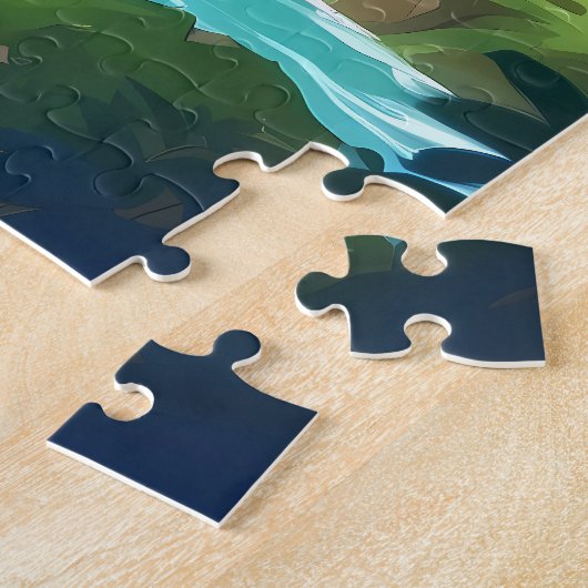 Mooie anime mystieke waterval legpuzzel (Zijkant)