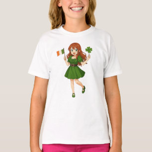 Mooie anime roodharige St. Patrick's Day T-shirt
