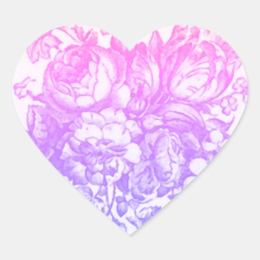 Mooie antiek bloem hart sticker (Voorkant)