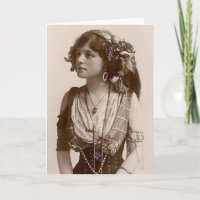 MOOIE ANTIEK ZIGEUNERMEISJE VINTAGE NOTECARD