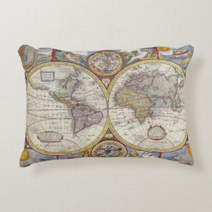 Mooie antieke en vintage oude wereldkaart accent kussen