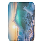 Mooie Aqua Blue Frozen Ocean Waves Zeegezicht Badmat (Voorkant Verticaal)