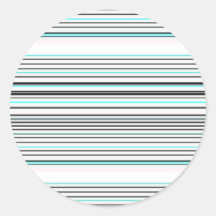 Mooie aqua grijze strepen ronde sticker
