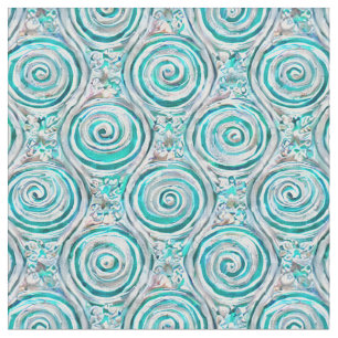 Mooie aqua symmetrische krullen en windingen stof