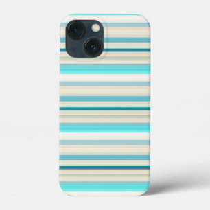 Mooie aqua witte strepen iPhone 13 mini hoesje