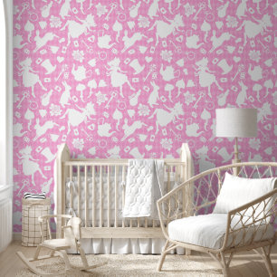 Mooie Aquarel Alice in Wonderland Roze Slaapkamer Behang