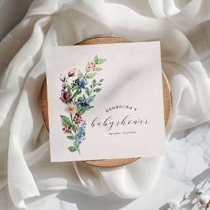 Mooie Aquarel Bloem- en Groene Baby Shower Servet