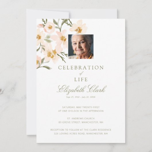 Mooie Aquarel Bloemen Feest van het Leven Kaart (Voorkant)