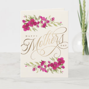 Mooie aquarel bloemen Moederdag script C Kaart