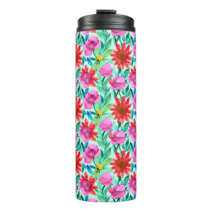 Mooie Aquarel Bloemen  Thermosbeker