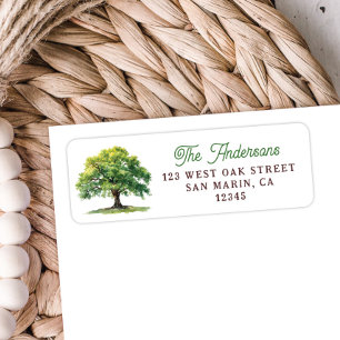 Mooie Aquarel Eikenboom Retouradres Etiket