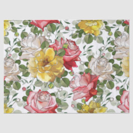 Mooie aquarel inkt rode gele rozen tissuepapier