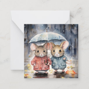 Mooie aquarel muis Kaart Notitiekaartje
