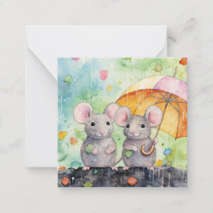 Mooie aquarel muis Kaart Notitiekaartje
