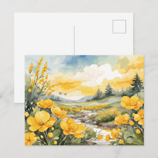 Mooie Aquarel Natuur Landschap Briefkaart