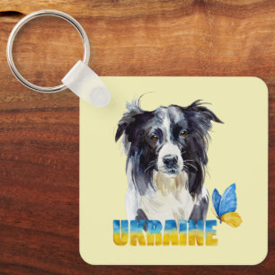 Mooie aquarel Oekraïense hond en vlinder Sleutelhanger