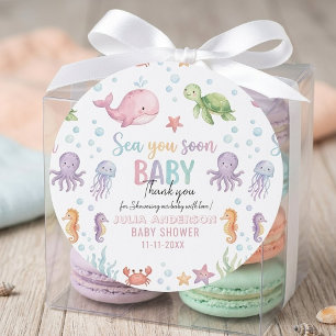Mooie Aquarel Onder de Zee Bedankt Baby Shower Ronde Sticker
