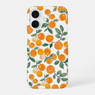Mooie aquarel oranje citrus botanische patroon iPhone 16 hoesje