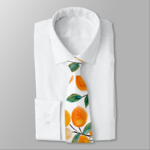 Mooie aquarel oranje citrus botanische patroon stropdas