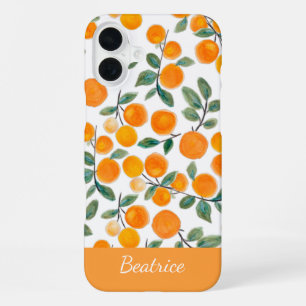 Mooie aquarel oranje citrus gepersonaliseerd iPhone 16 plus hoesje