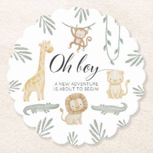Mooie Aquarel Safari Jungle Oh Jongen Baby Shower Kartonnen Onderzetters