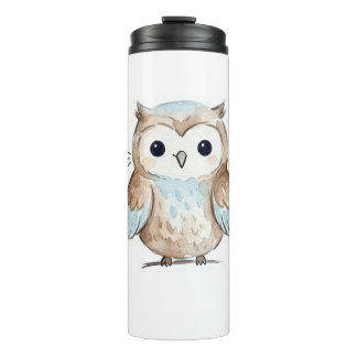 Mooie Aquarel Uil Thermos Reismok Thermosbeker