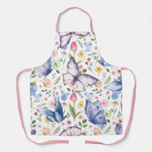 Mooie Aquarel Vlinder Bloem Tuin Schort